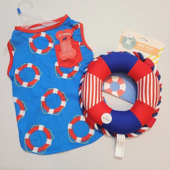 Other - Blue and Red Pet Fashion Shirt with Toy